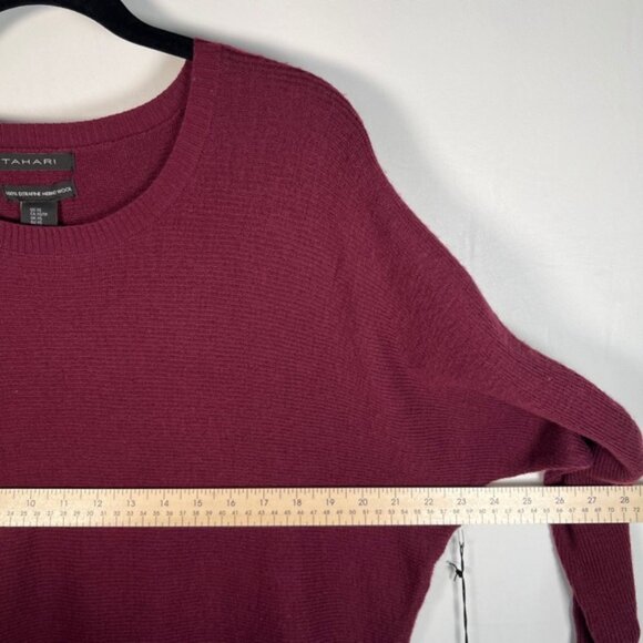 NWT TAHARI 100% EXTRA FINE MERINO WOOL Ribbed Knit Crew Neck Pullover Sweater XS - Picture 6 of 11